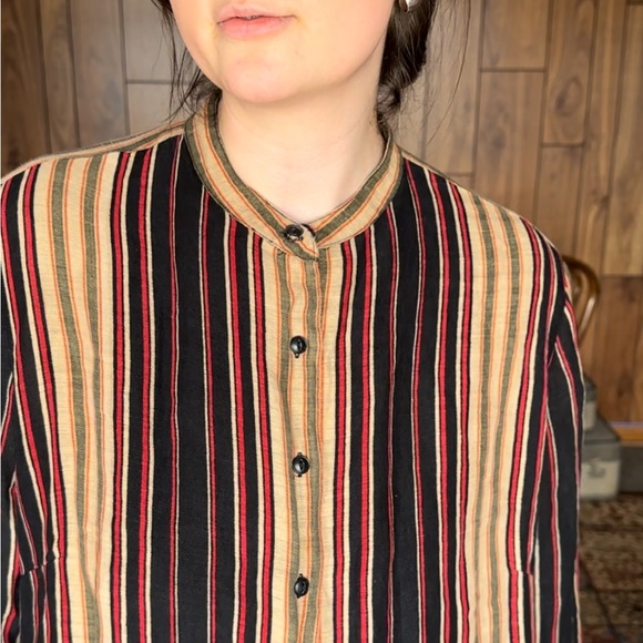 Lauren by Ralph Lauren Silk Linen Blend Button Down Women's Multicolor Stripe - Picture 2 of 9